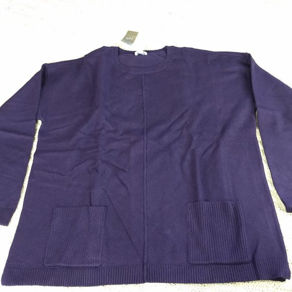 J. Jill Sweaters - J. Jill Blackberry Purple Sweater Pullover Long Sleeve Ribbed Front Pocket Large